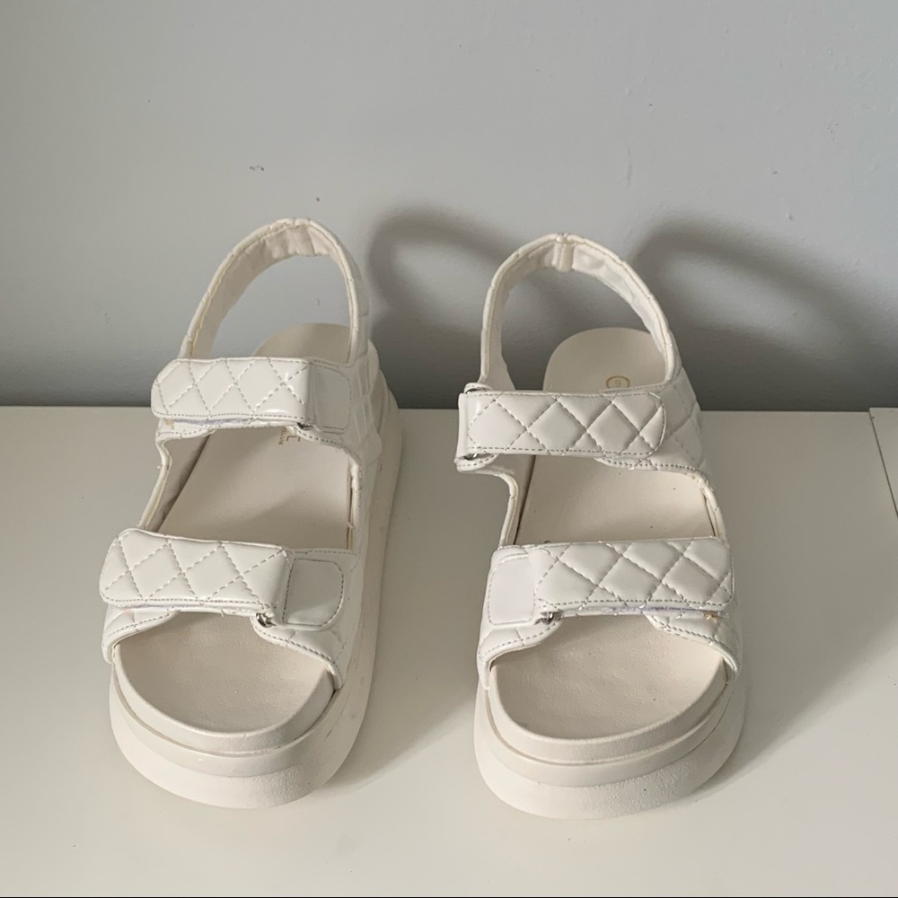 Quilled padded platform sandals
